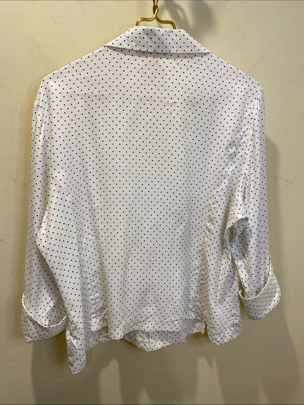 Dress Barn Vintage White Blouse with Black Polka Dots Neck Collar Size Xl NWT - Picture 5 of 9